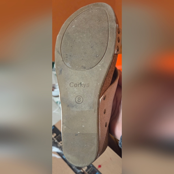 Corkys Bonny Gold Metallic Platform Cork Wedge Sandals Size 8 - Picture 8 of 10